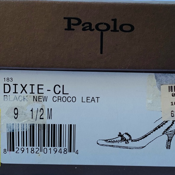 Cute “Dixie-CL” línea Paolo size 9.5 heels, black croc trim with dark grey upper - Picture 2 of 7